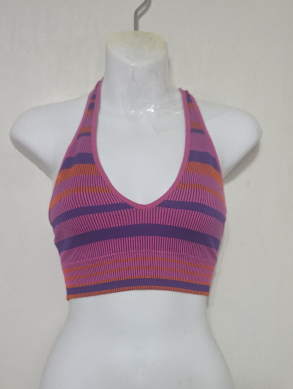 Striped Halter Sports Bra